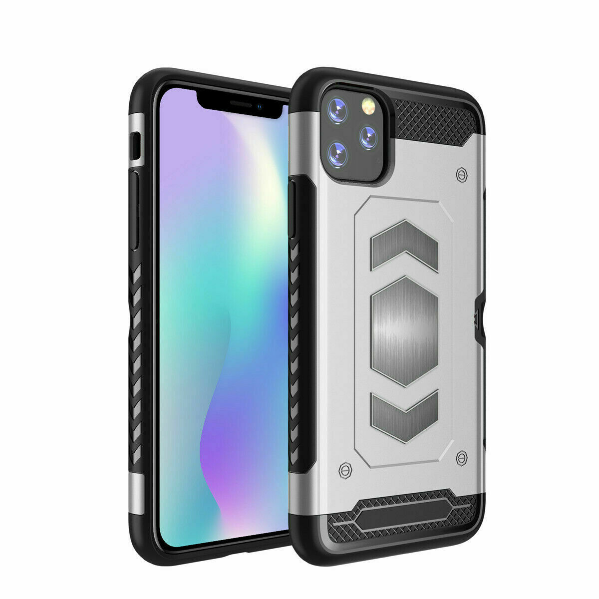 Protectores para celular  para Apple  iPhone 11 Pro (5.8) Funda reforzada con porta tarjeta Plateado